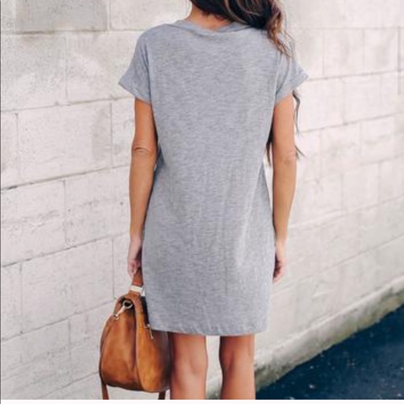 Cotton Blend Pocketed T-Shirt Dress w/ pockets - Picture 3 of 6